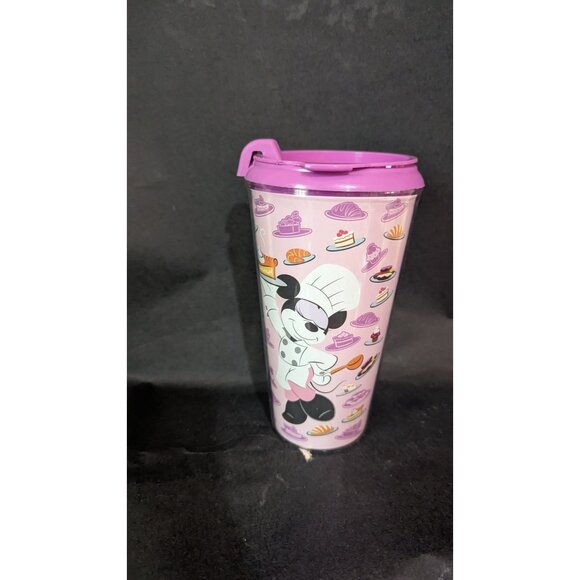 Taste Your Way Around The World Epcot Travel Tumbler Minnie Chef 2019 Pink 16oz - Picture 3 of 7